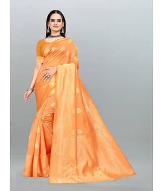 Om Shantam Sarees Banarasi Silk Embellished Saree With Unstitched Blouse Piece ( Pink )