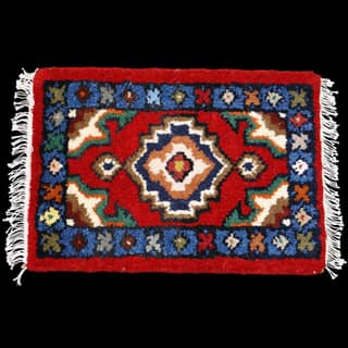 ELURU- Traditional Handcrafted Design Woolen Door Mat | Ethnic Printed Anti-Skid Small Carpet with Fringe