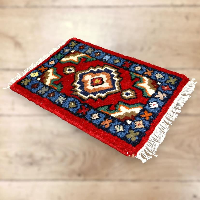 ELURU- Traditional Handcrafted Design Woolen Door Mat | Ethnic Printed Anti-Skid Small Carpet with Fringe view 2