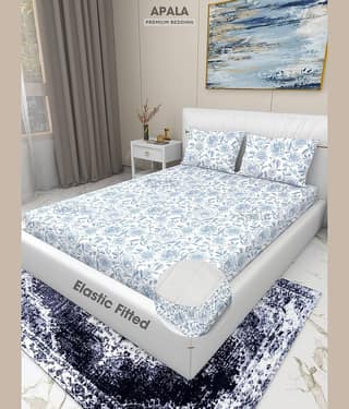 Apala Microfibre 1 King Fitted Bedsheet with 2 Pillow Covers ( 198 cm x 182 cm ) , Sky Blue