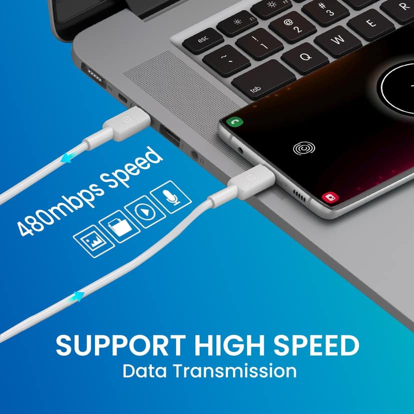 Portronics Konnect Link C Square 60W Type C to Type C Cable, 60W PD Fast Charging, Durable TPE Cable, Type-C for Various Power Levels, Data Transfer view 3