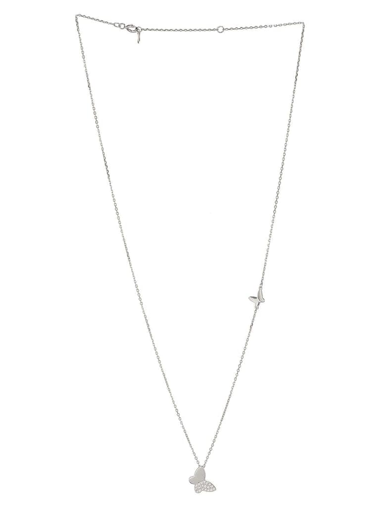 925 Sterling Silver Zircon Studded Butterfly Charm Pendant Necklace & Chain view 5