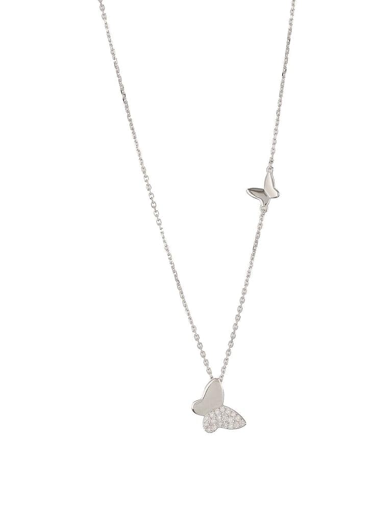925 Sterling Silver Zircon Studded Butterfly Charm Pendant Necklace & Chain view 6