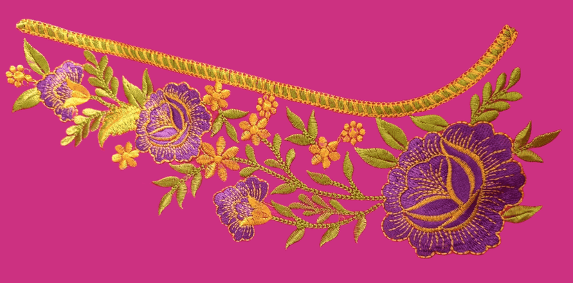 Embroidered Floral Applique Neckline Blouse Design view 3