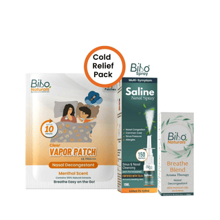 Bibo Naturals Cold Relief Pack (8 Patches, 1 Saline Spray and 1 Breathe Blend)