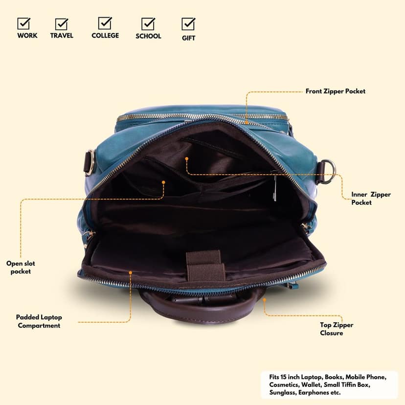 VISMIINTREND Women Bags | Stylish College Backpack | Backpack for Office Use | Travel Backpack | Vegan Leather | Waterproof | Laptop Backpack view 8