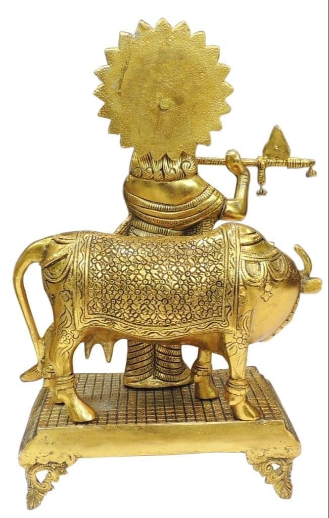 Aluminium Showpiece Cow Krishna (ASMAS448 G) view 2