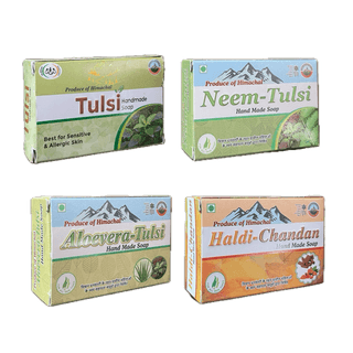 The Bamboo Connection | Natural Handmade Soaps | Aloevera Tulsi | Haldi Chandan | Neem Tulsi | Tulsi | 100% natural soaps | Pack of 4