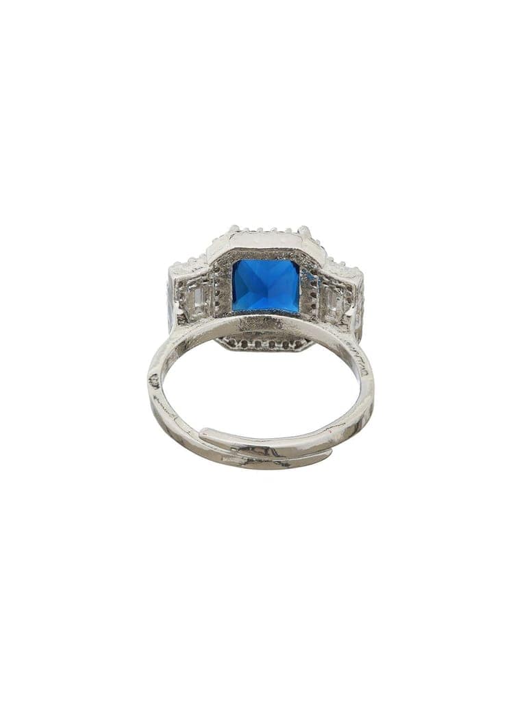Silver Plated Blue CZ Studded Statement Finger Ring view 5