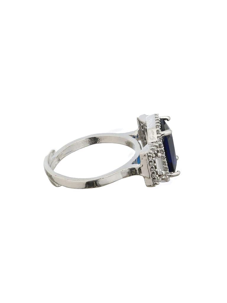 Silver Plated Blue CZ Studded Statement Finger Ring view 6