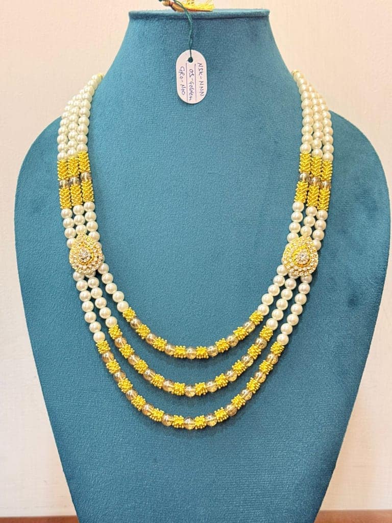 heavy look barati pearl haar for sherwani style view 3