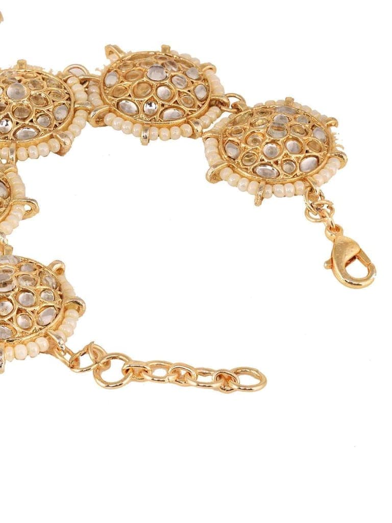 Gold Plated Kundan Studded Bracelet Hathphool view 6