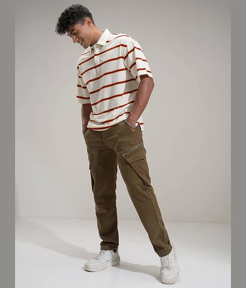 Highlander Slim Flat Men's Cargos - Brown ( Pack of 1 ) view 2