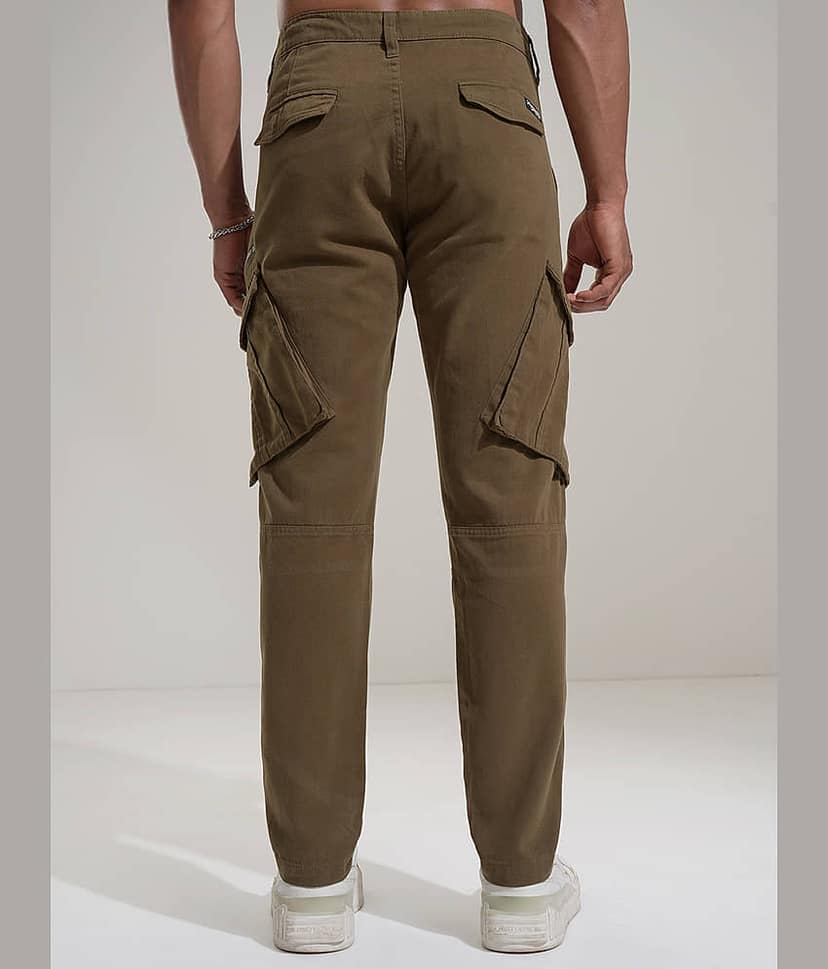 Highlander Slim Flat Men's Cargos - Brown ( Pack of 1 ) view 3