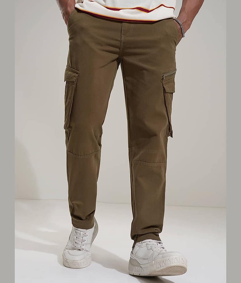 Highlander Slim Flat Men's Cargos - Brown ( Pack of 1 ) view 4