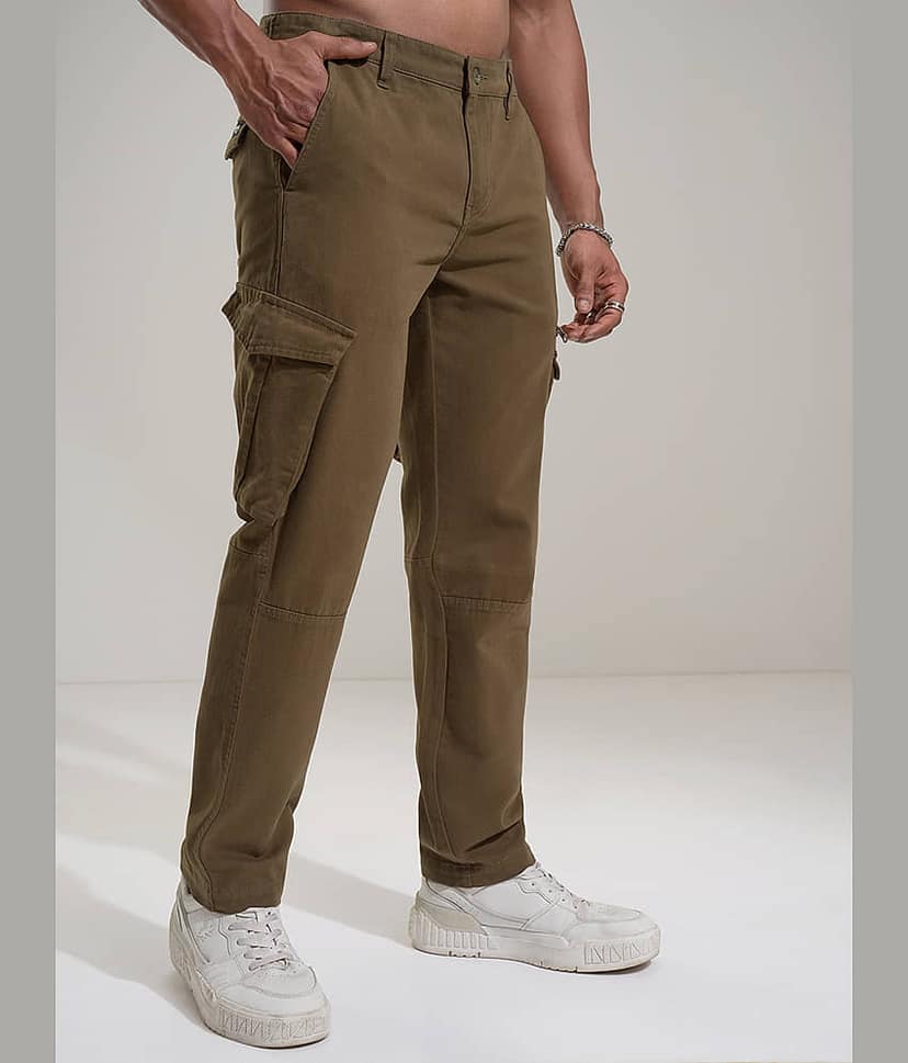 Highlander Slim Flat Men's Cargos - Brown ( Pack of 1 ) view 6