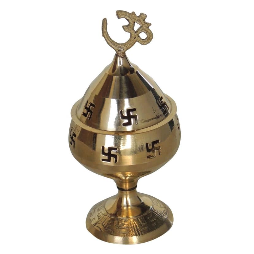 Brass Table Decor Oil Lamp Om Pakija Deepak - Artistic Swan Shape Diya for Home, Height : 3.5 Inch (ZMAS164 D) view 2