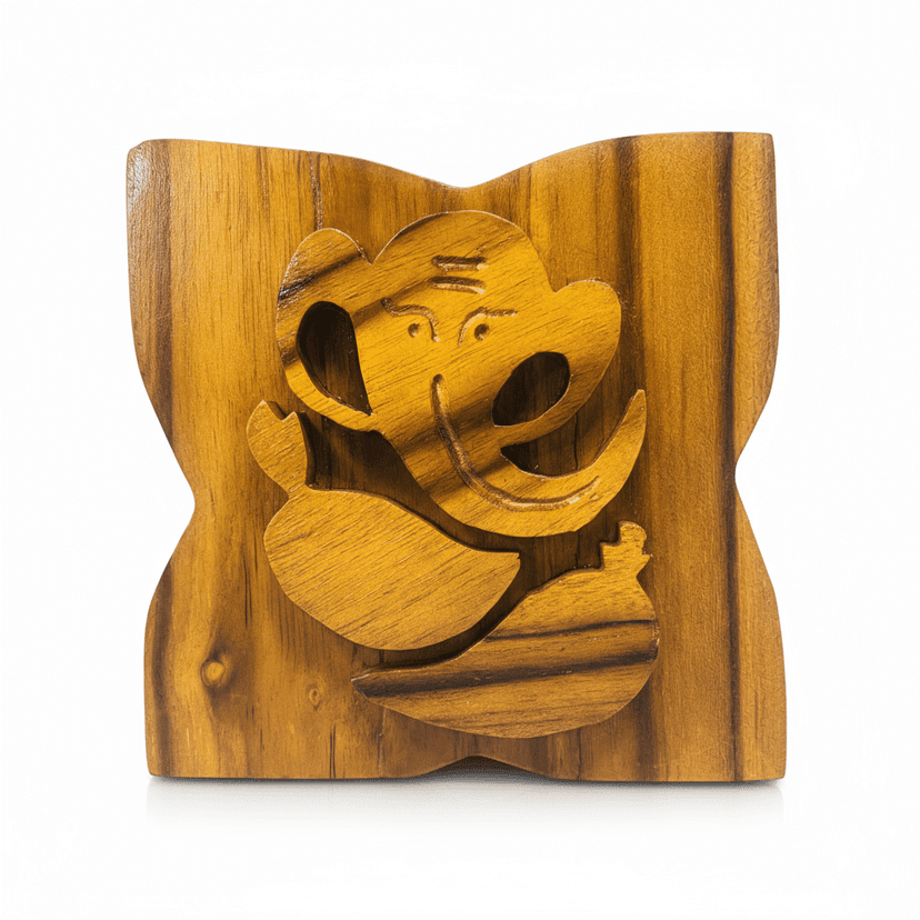 Handcrafted Teak Wood Ganesha Showpiece