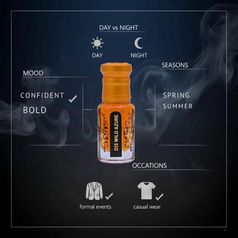 alnaqi fragrances Wild Azure - Fresh Aromatic Men’s Attar, Alcohol Free Spicy-Citrus-Oil, Long Lasting Pocket-Ittar, Premium Designer-Scent view 3
