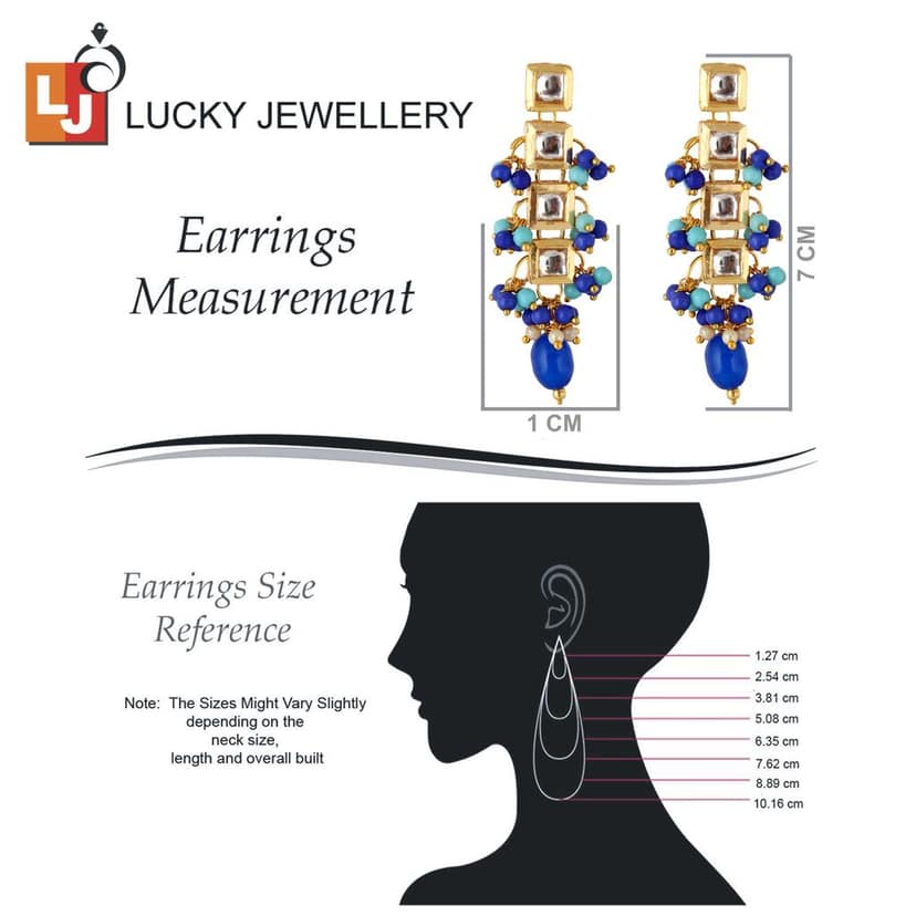 LUCKY JEWELLERY Back Meenakari 18k Gold Plated Multi Color Tika Earring Combo Uncut Big Faux Kundan Choker Necklace set (660-J5SK-1664-FB) view 6