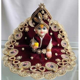 Maroon Festive Dress with Turban for Laddu Gopal Ji