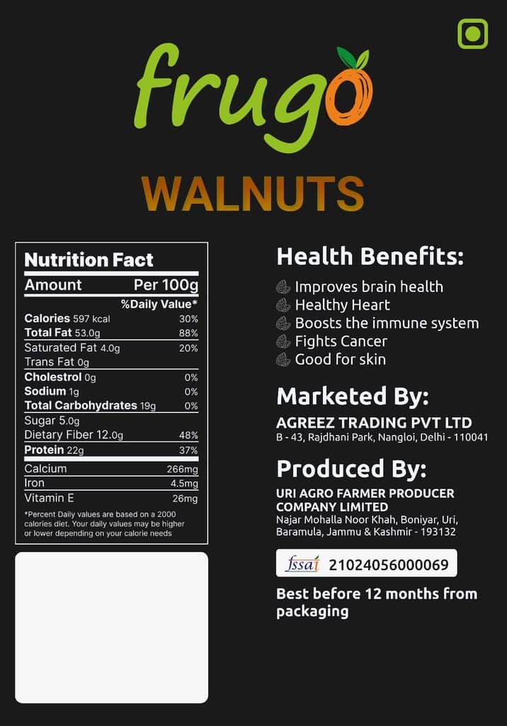 Frugo Walnuts - 500g - All Natural, Fresh, Hygienic, Strong Brain, Rich in Protein view 2
