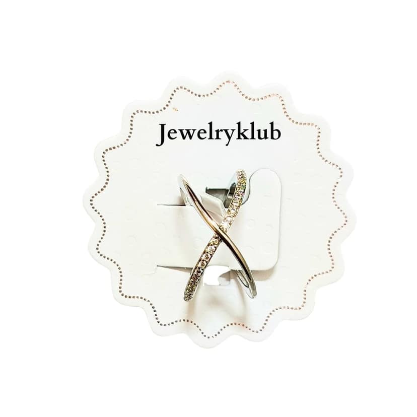 Jewelryklub Adjustable Fashion Ring With American Diamond For Girls And Women Silver Plated view 2