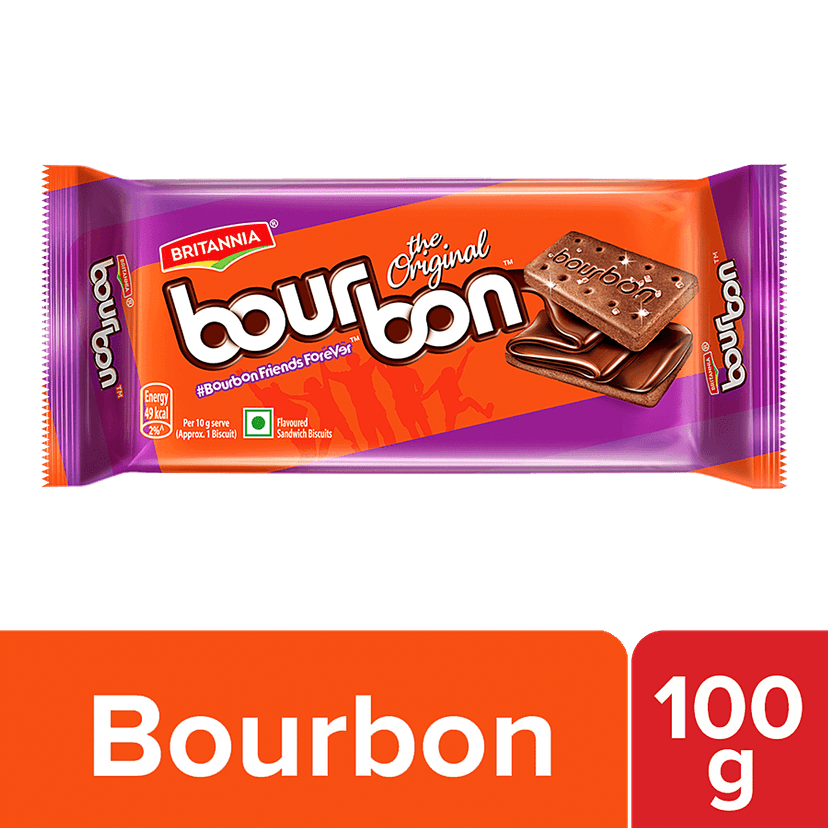 Britannia Bourbon Chocolate Cream Biscuits, 100 G
