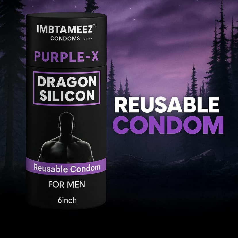 Dragon Silicone Condom – 6 Inch | Purple-X view 2