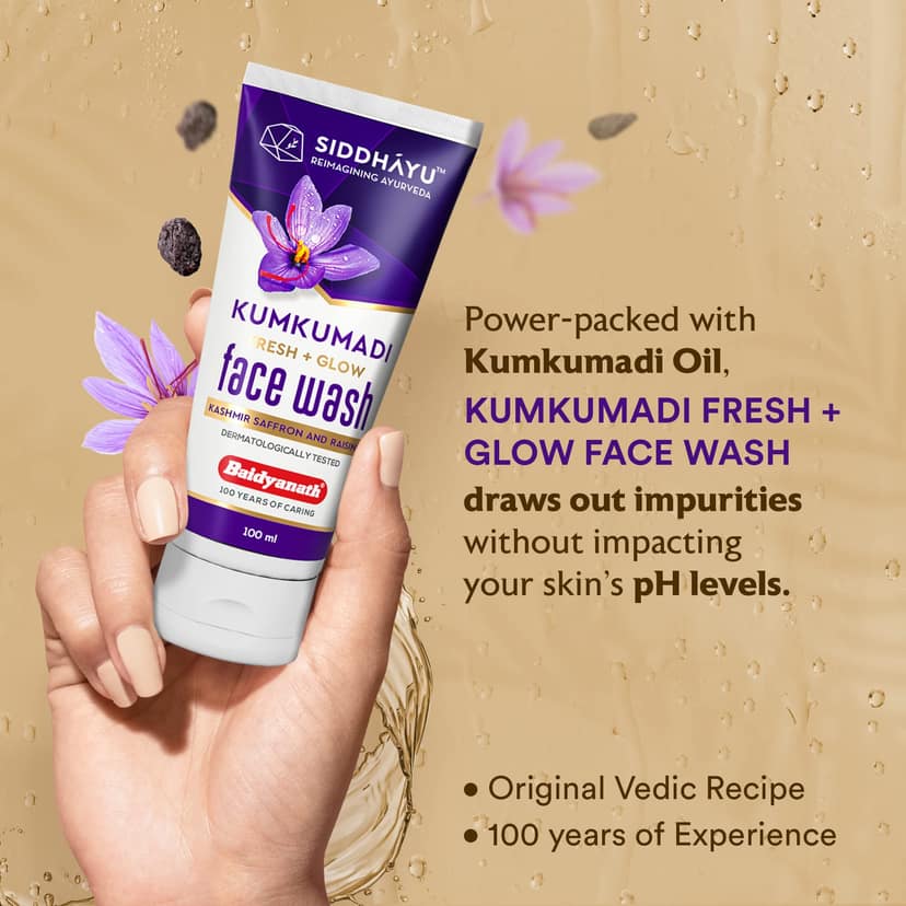 Baidyanath Siddhayu Kumkumadi Fresh plus Glow Face Wash 100 Ml view 2