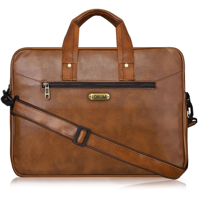 LOREM Tan Color Faux Leather 10L Laptop Messenger Bag For Men & Women BG09