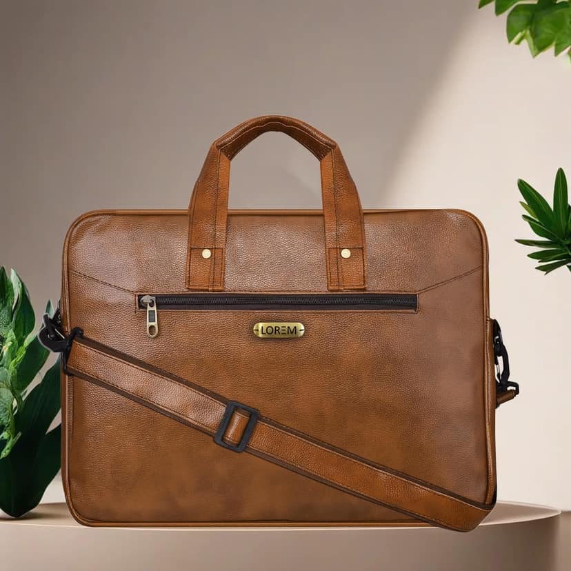 LOREM Tan Color Faux Leather 10L Laptop Messenger Bag For Men & Women BG09 view 2