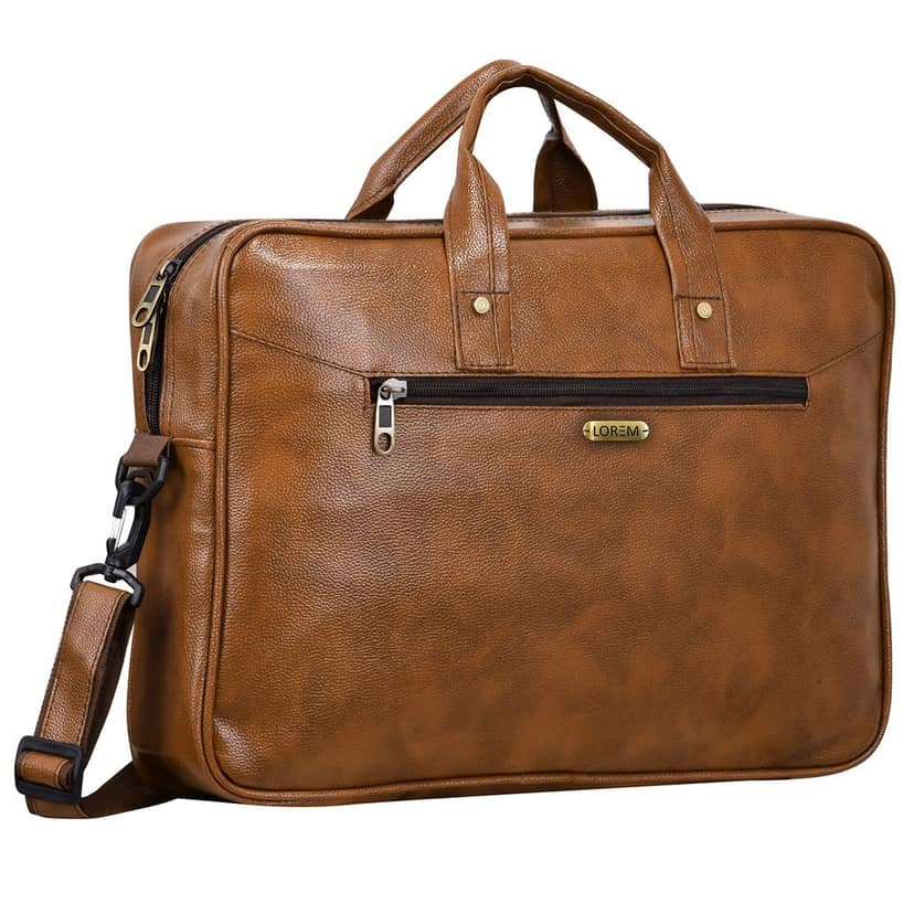 LOREM Tan Color Faux Leather 10L Laptop Messenger Bag For Men & Women BG09 view 4