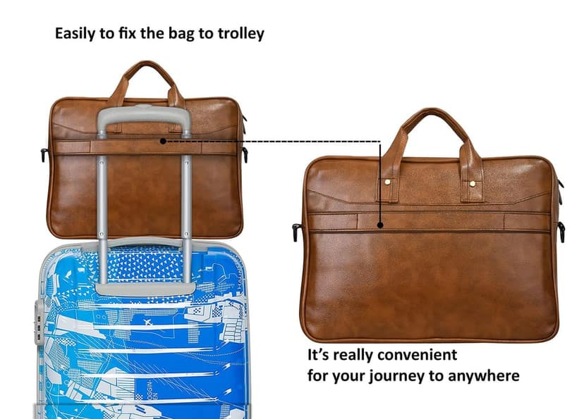 LOREM Tan Color Faux Leather 10L Laptop Messenger Bag For Men & Women BG09 view 8