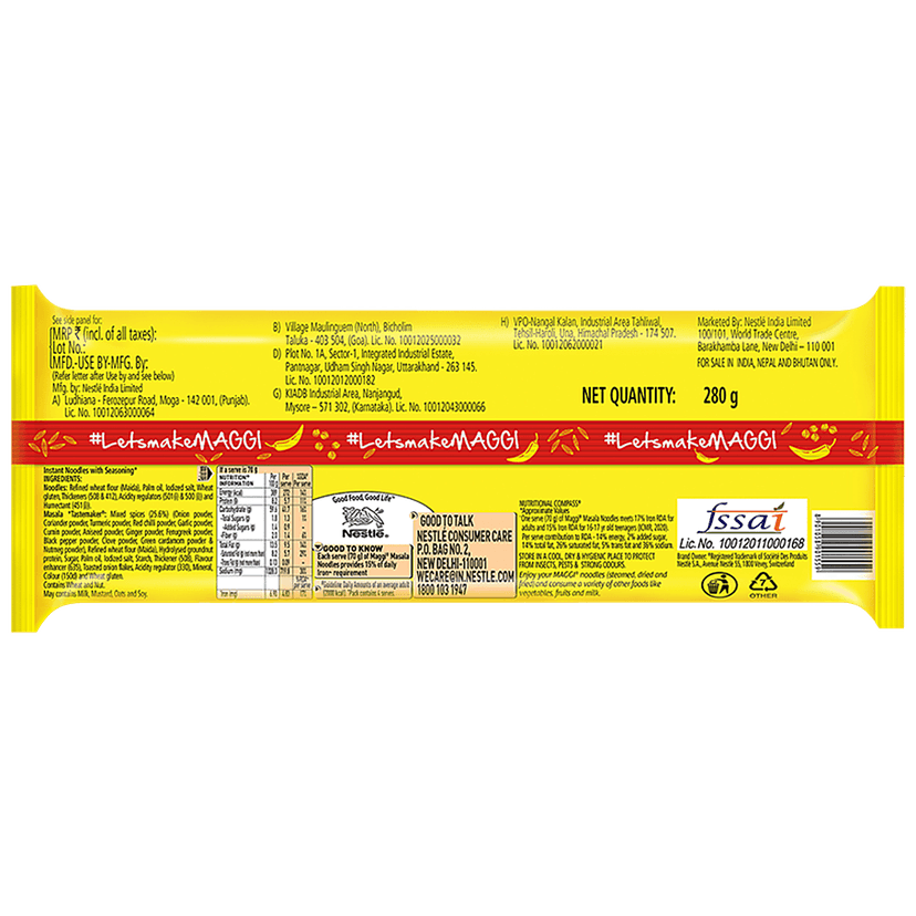 Maggi 2-Min Masala Instant Noodles, 280 G Pouch view 2