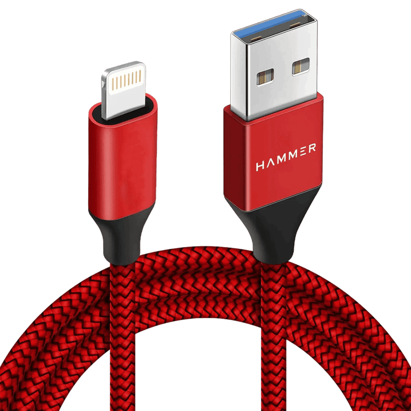 Hammer Unbreakable 3.1A Fast Charging Braided Cable 1 Meter (Red) view 10
