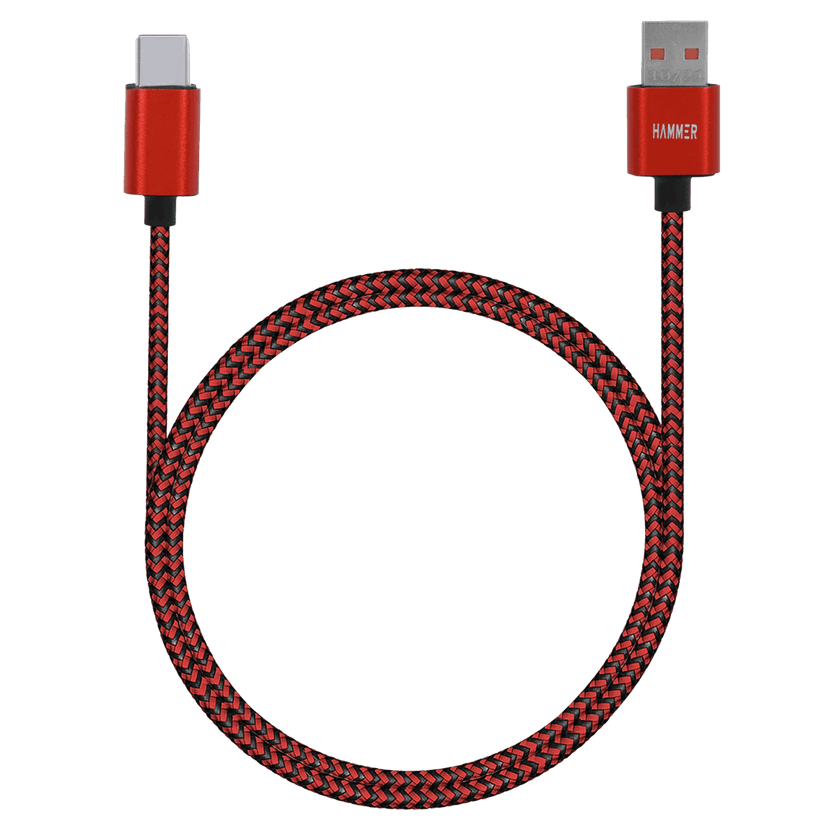 Hammer Unbreakable 3.1A Fast Charging Braided Cable 1 Meter (Red) view 7