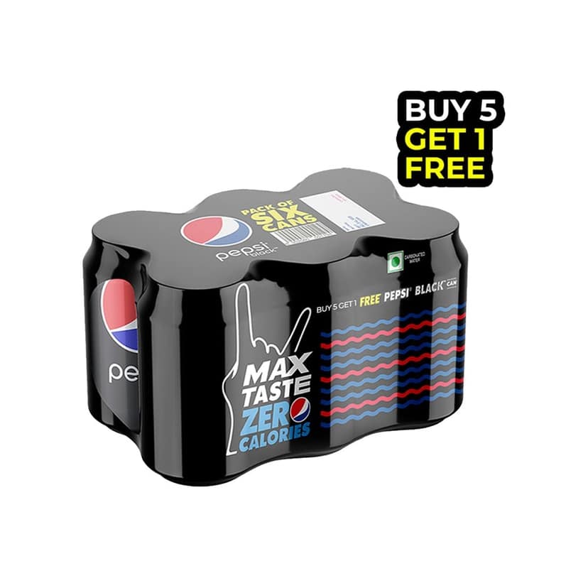 Pepsi Black Zero Calories Soft Drink - Buy 5 Get 1