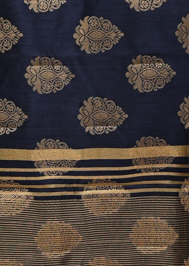 Black Semi Silk Saree With Modish Design view 4