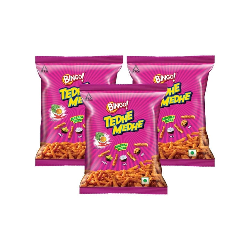 Bingo Tedhe Medhe Masala Tadka Crisps - Pack of 3
