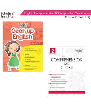 Scholars Insights Combo Set of Comprehension & Composition English Grammar Workbooks Grade 2| Set of 2
