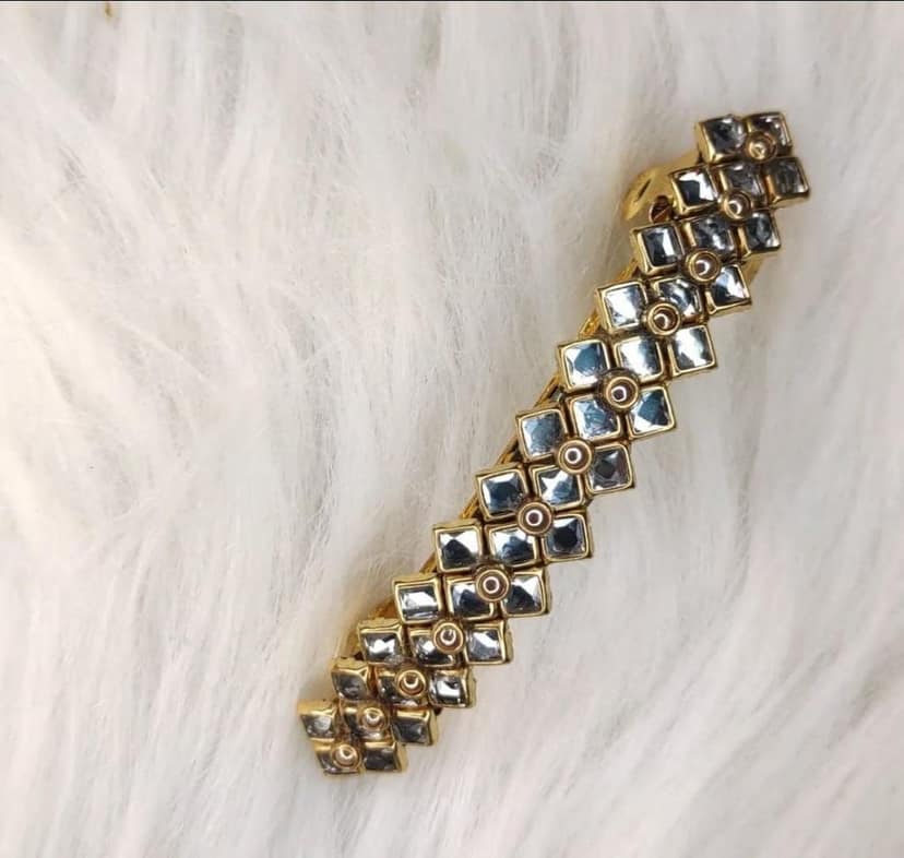 Gold Hair Barrette with Rhinestones view 2