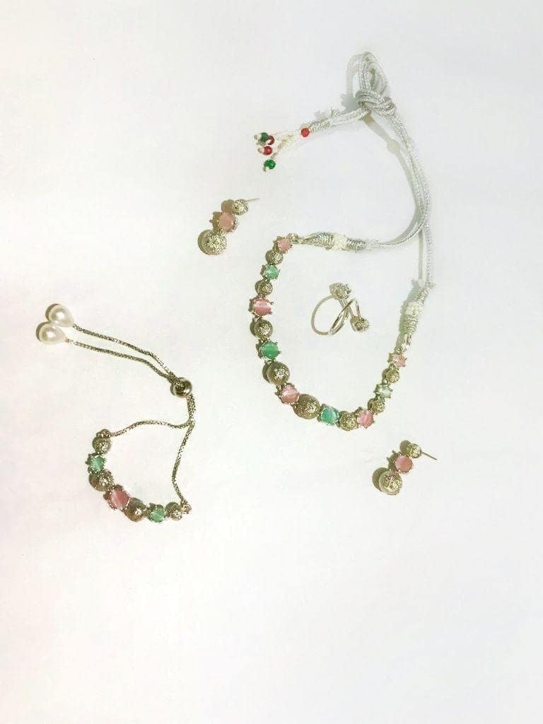 GOKULAM Jewellery Set for Women Combo of Necklace Set with Earrings, Bracelet and Ring for Girls and Women view 2