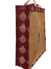 Large jute bag with red border view 2