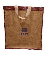 Large jute bag with red border view 3