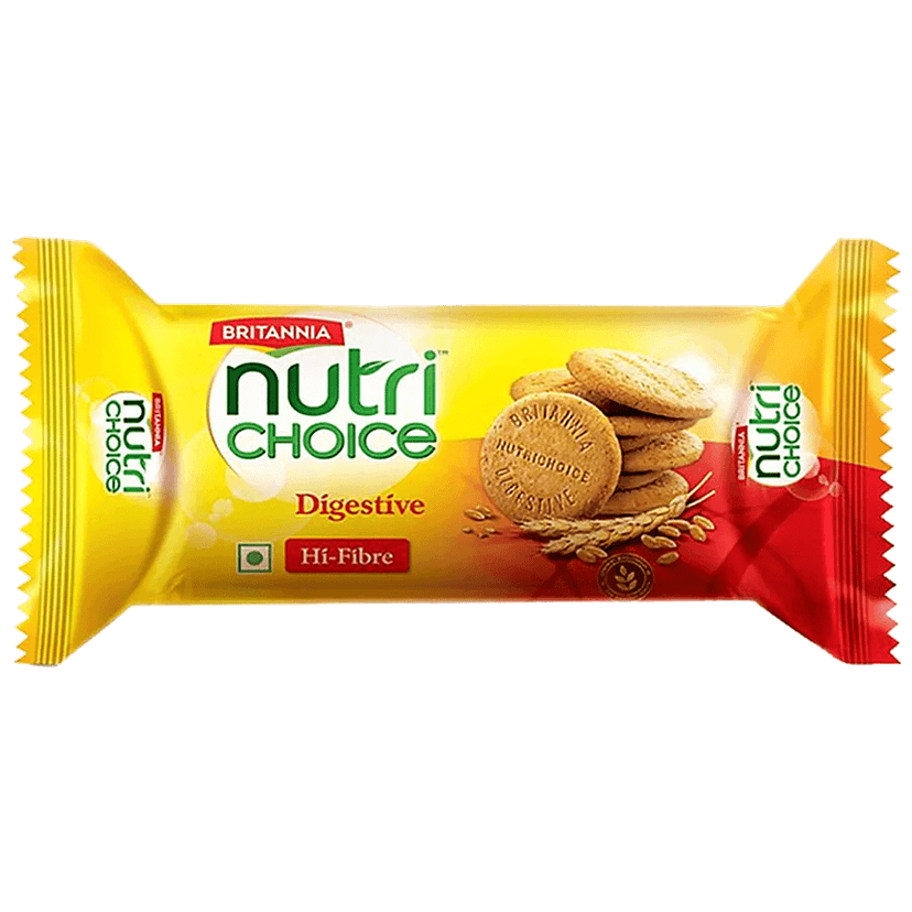 Britannia Nutrichoice Digestive High Fibre Biscuits - Made From Whole Wheat & Bran, Healthy Snack, 100 G view 2