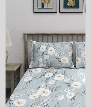 HIDECOR Sky Blue Microfiber 1 Double King Bedsheet with 2 Pillow Covers ( 254 cm x 228 cm )