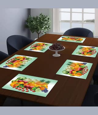 PVC Graphic Rectangle Table Mats (44 cm x 29 cm) Pack of 6 - Multi