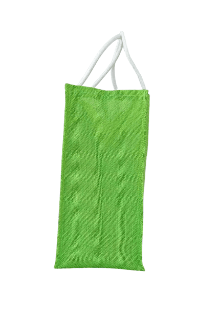 Green Jute Lunch and Carry Bag with Zipper and White Handles view 2