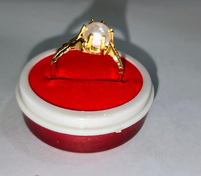 "Stunning Pearl and Gold Ring for Women" view 2